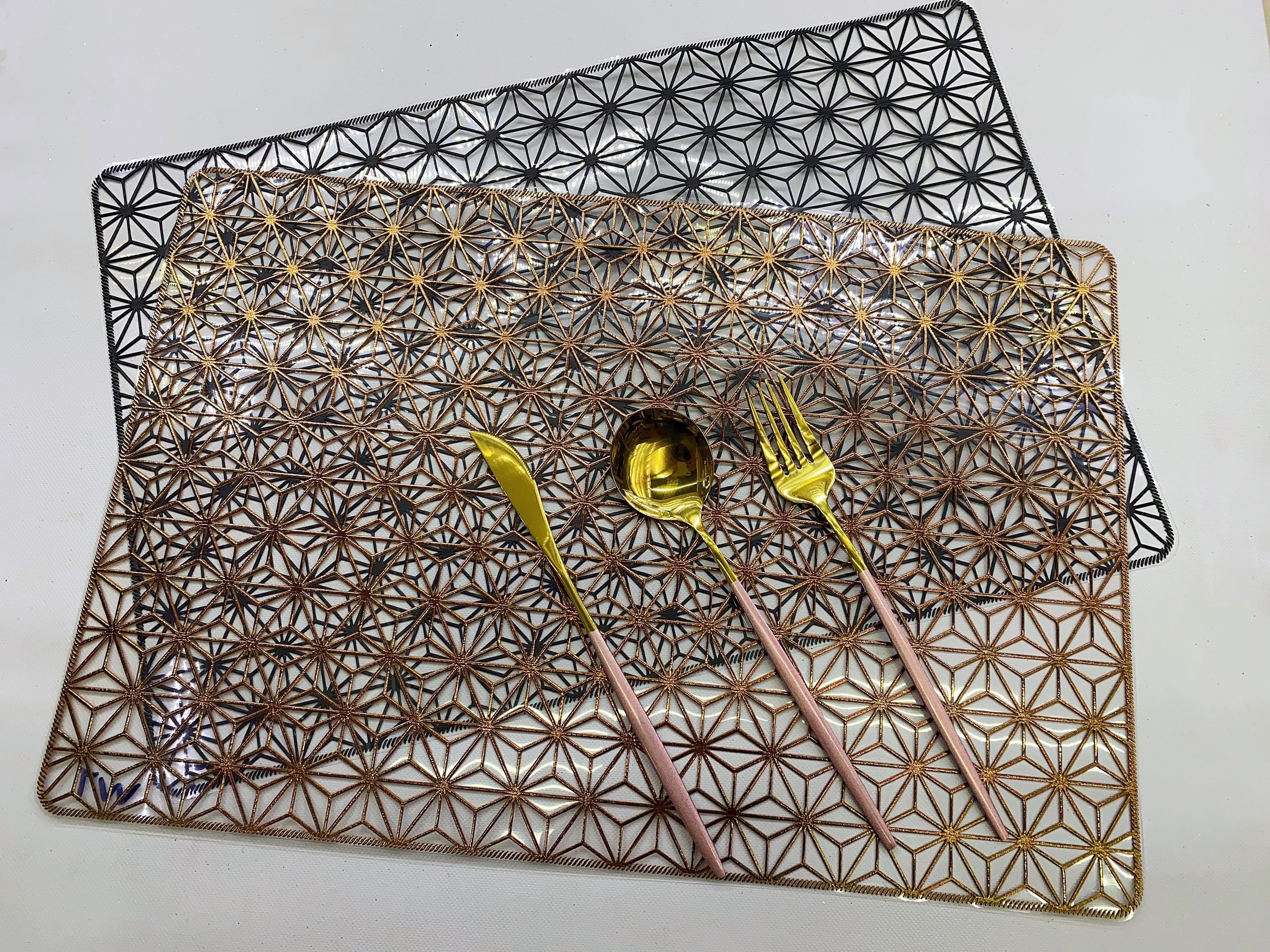 PP餐垫长方六边菱隔热垫装饰餐桌垫酒店餐厅咖啡厅西餐垫