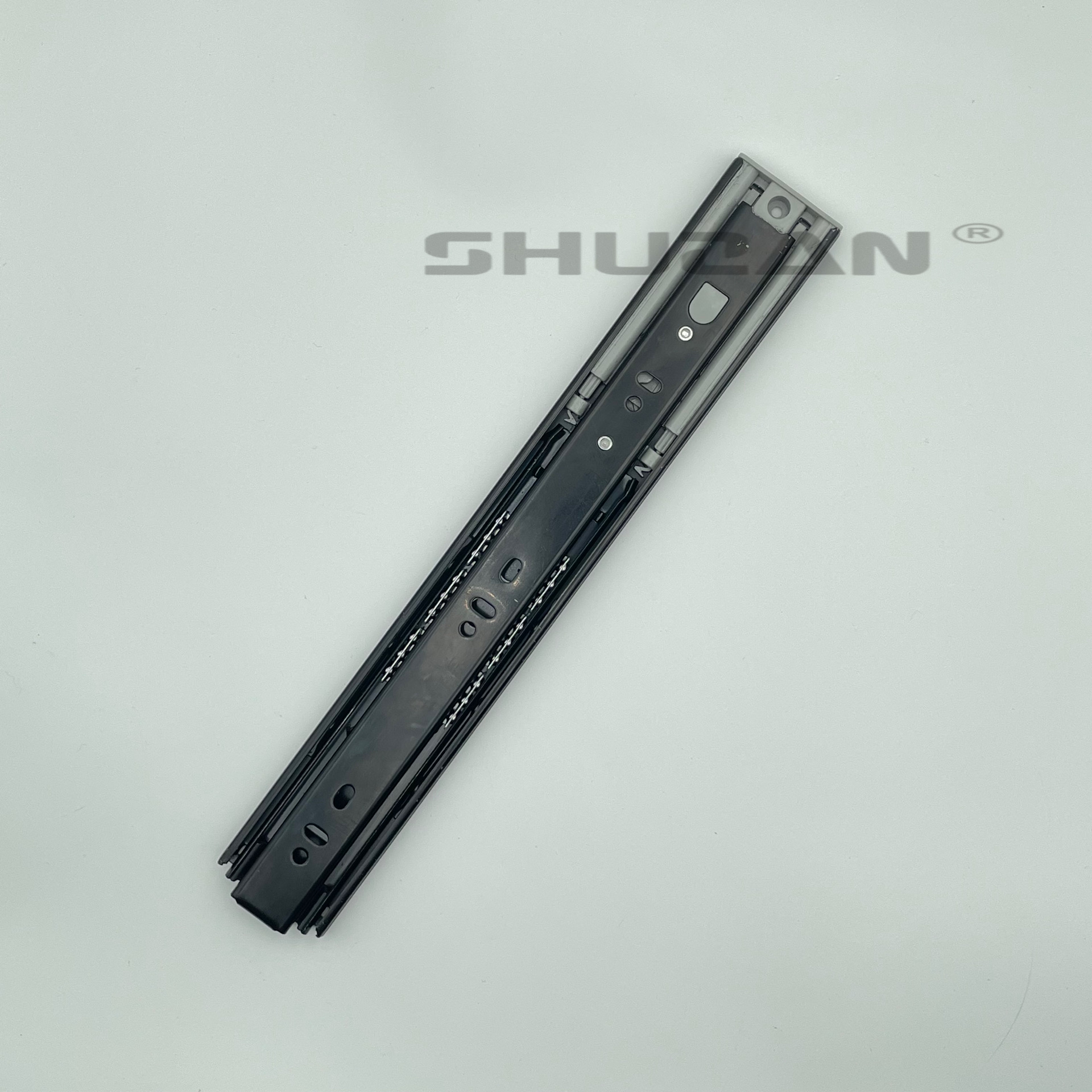 Shuzan XX brand three-section telescopic buffer damping drawer track slide rail, simple furniture accessory drawer cabinet slide rail