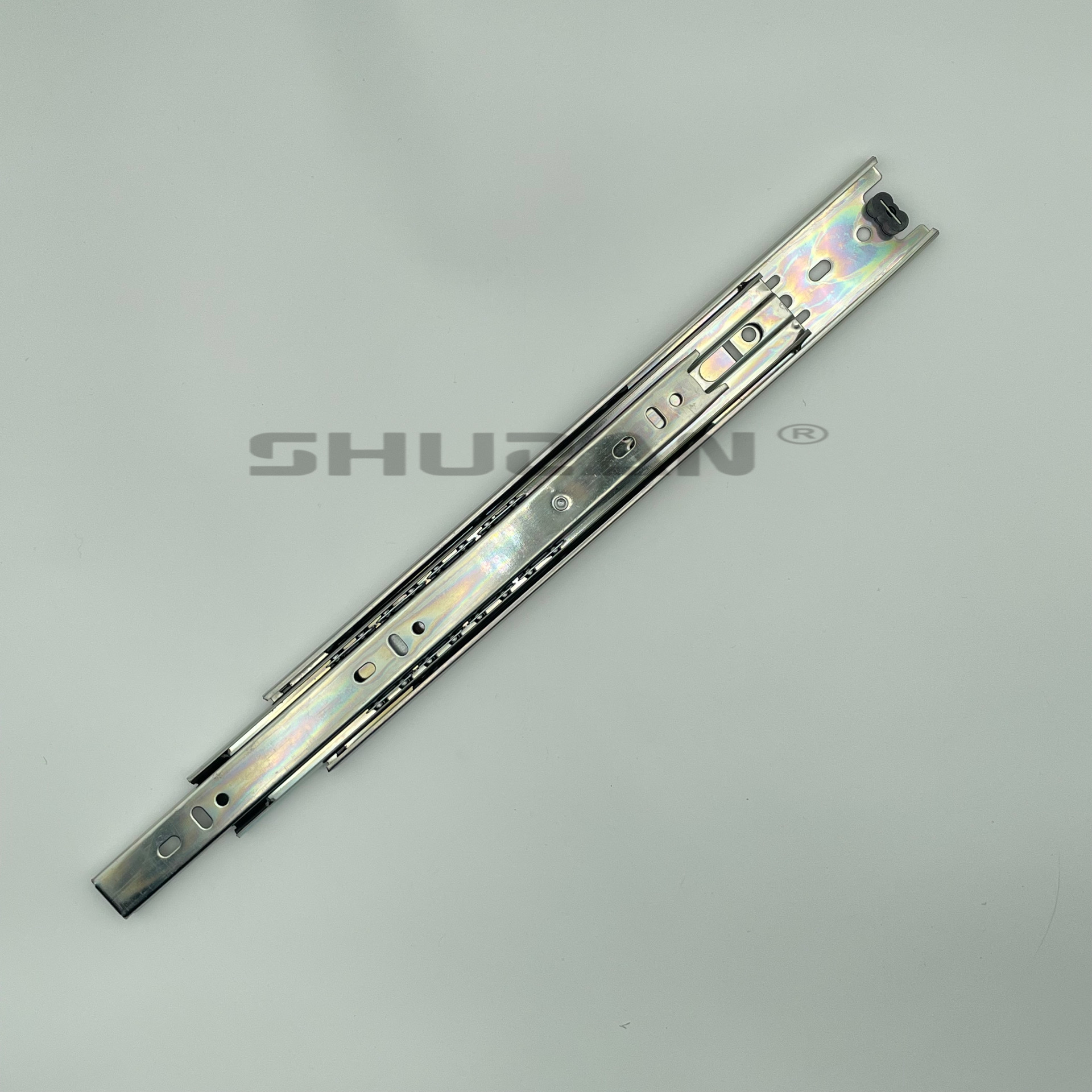 Shuzan XX brand drawer track three-section telescopic buffer damping slide rail, modern furniture hardware slide rail, silent design