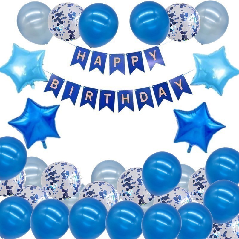 Cross-border Birthday Happy Balloon Set, latex aluminum film, paper scraps, sequins, balloons, children's birthday party decoration supplies Specification image