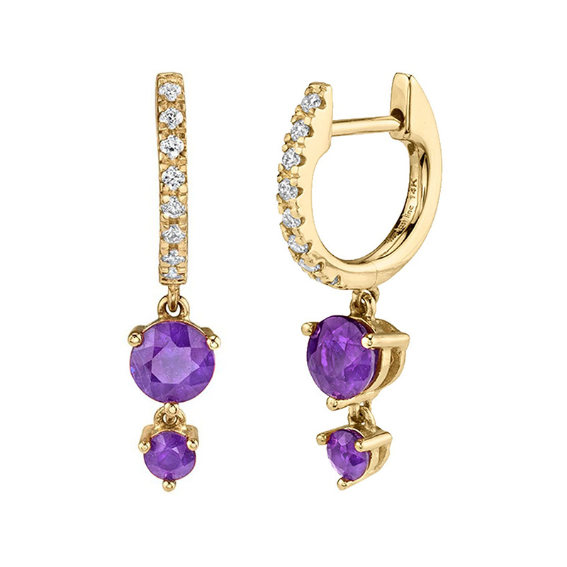 Silver needle circular colored zircon earrings for women, light luxury, niche fashion, retro ear rings and earrings detail image 8