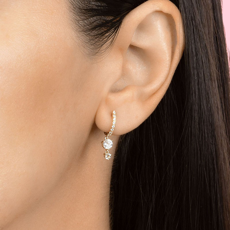 Silver needle circular colored zircon earrings for women, light luxury, niche fashion, retro ear rings and earrings detail image 2