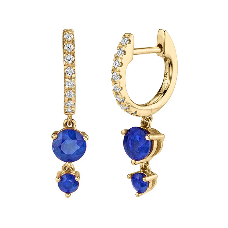 Silver needle circular colored zircon earrings for women, light luxury, niche fashion, retro ear rings and earrings detail image 7