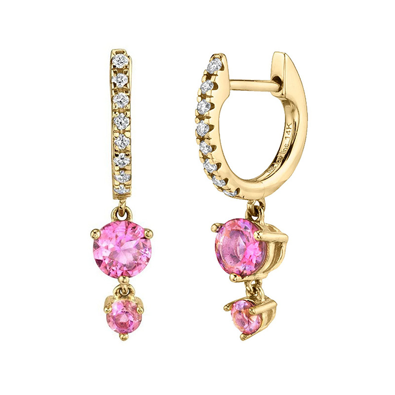 Silver needle circular colored zircon earrings for women, light luxury, niche fashion, retro ear rings and earrings detail image 9