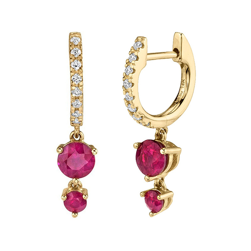 Silver needle circular colored zircon earrings for women, light luxury, niche fashion, retro ear rings and earrings Item Picture