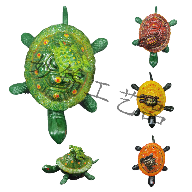3D stereoscopic color plastic 4-inch gold powder mother and child turtle fridge magnet creative home background decoration handicraft decoration