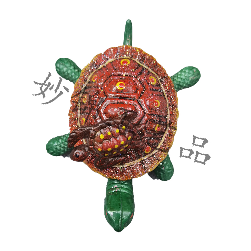 3D stereoscopic color plastic 4-inch gold powder mother and child turtle fridge magnet creative home background decoration handicraft decoration details Picture