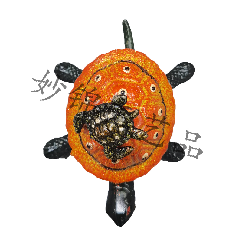 3D stereoscopic color plastic 4-inch gold powder mother and child turtle fridge magnet creative home background decoration handicraft decoration Application Scenario