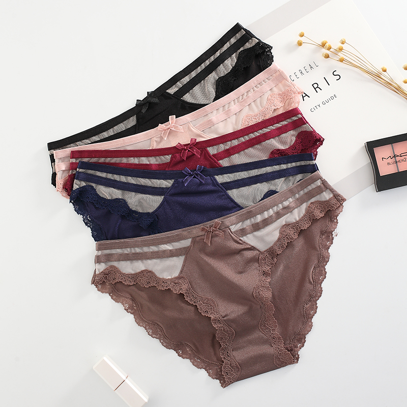 魔盒之谜系滑牛奶感女士蕾丝三角裤网红性感蕾丝裤女低腰三角诱惑内裤