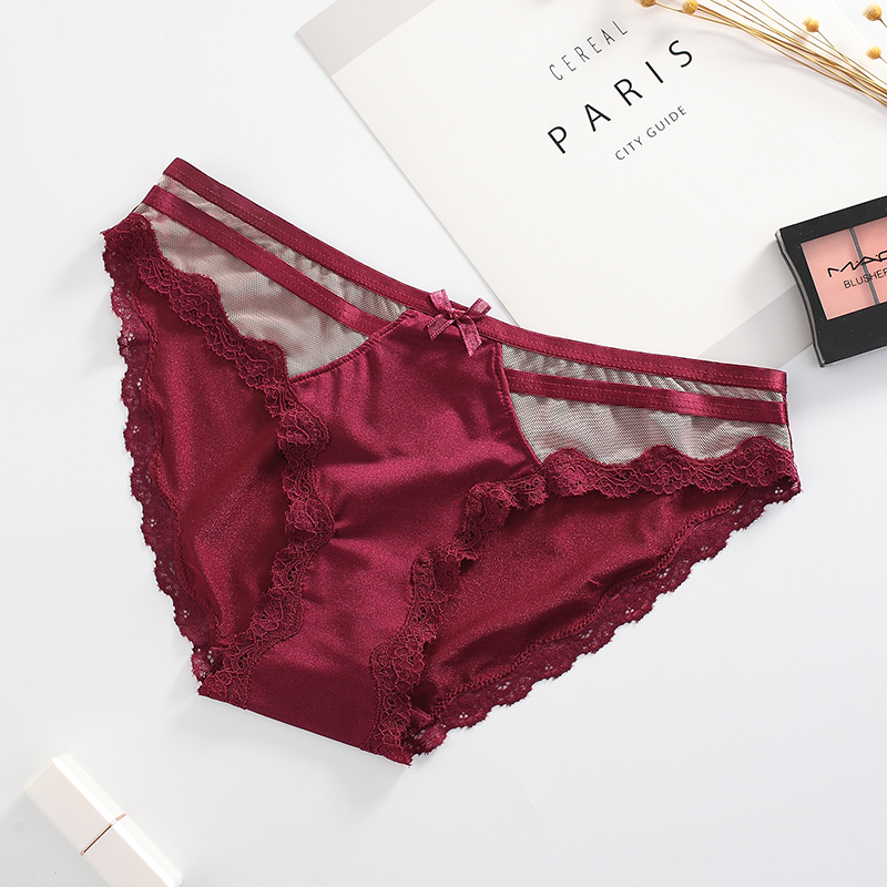 三角内裤蕾丝/轻薄透气舒适/性感蕾丝白底实物图