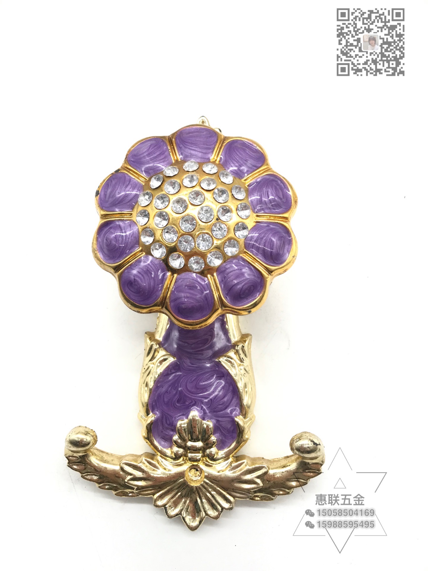 舒赞 XX品牌 新中式塑料花型无痕门后衣钩挂钩粘钩袜子钩子洞洞板三角挂钩图