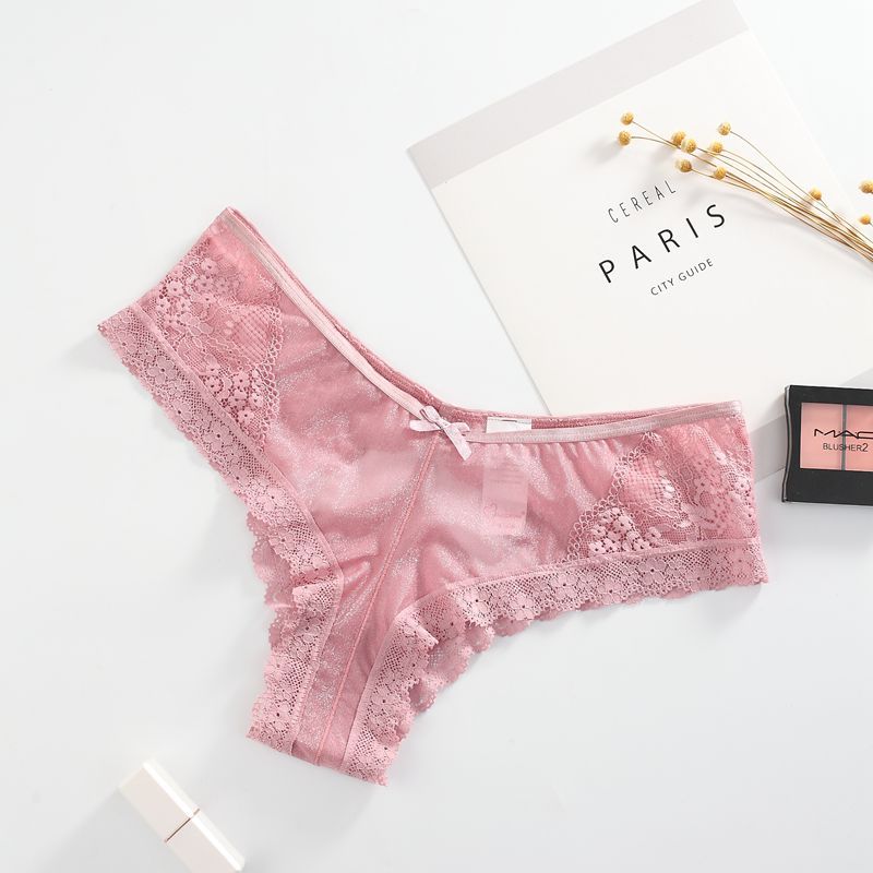 The Mystery of the Magic Box: European and American women's lace sexy and seductive low-waist underwear. The back is sexy with a small hip-opening design. Soft, comfortable, light and breathable lace women's underwear Item Picture