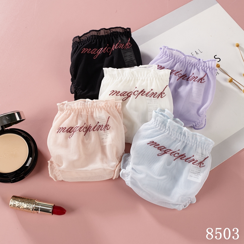 The Mystery of the Magic Box Lace Girl Japanese Sexy Mesh Underwear Pure cotton base Lace fringed letter comfortable breathable thin women's underwear