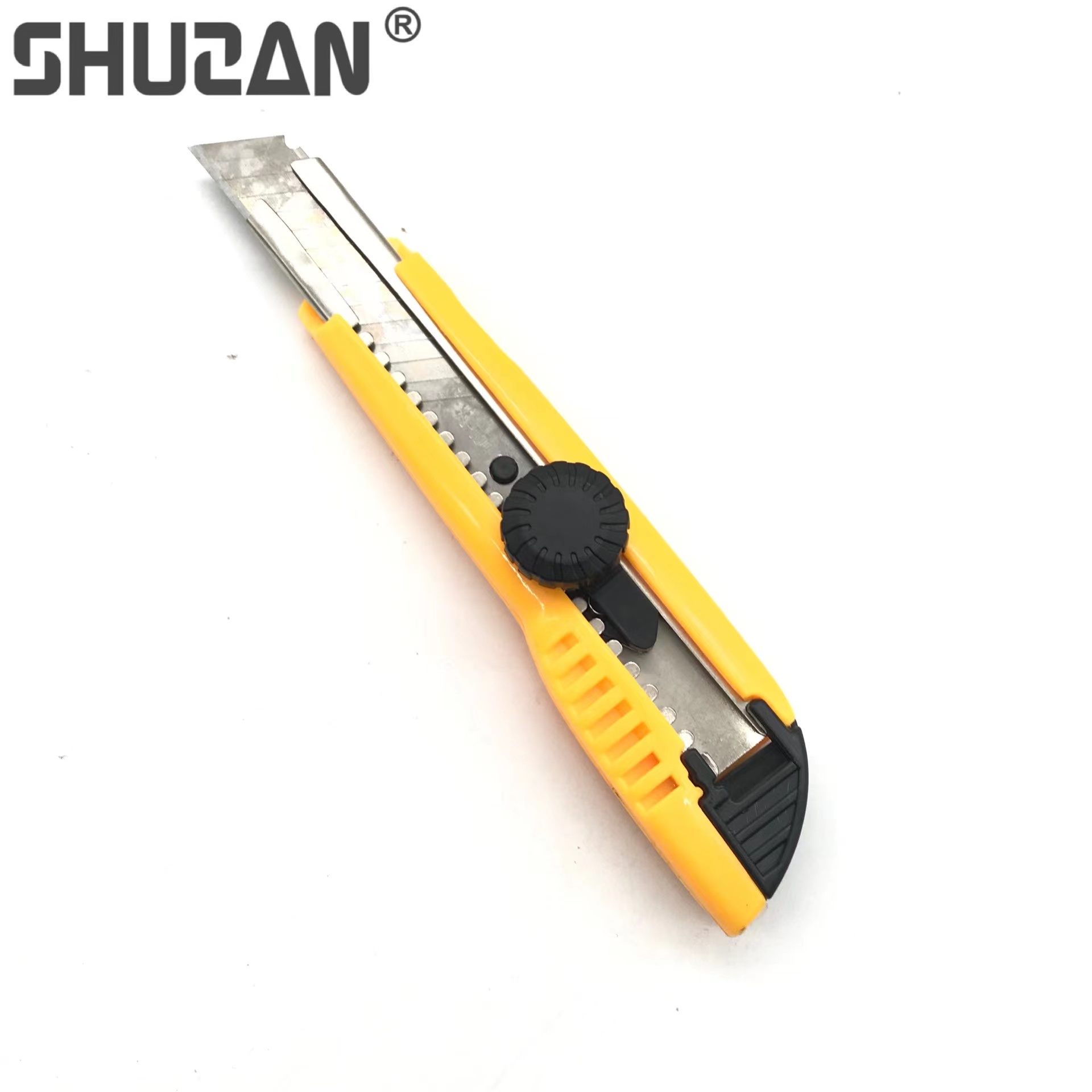 Shuzan Professional export brand yellow stainless steel detachable notebook engraving knife, small knife, express delivery detachable utility knife, portable hardware tools Item Picture