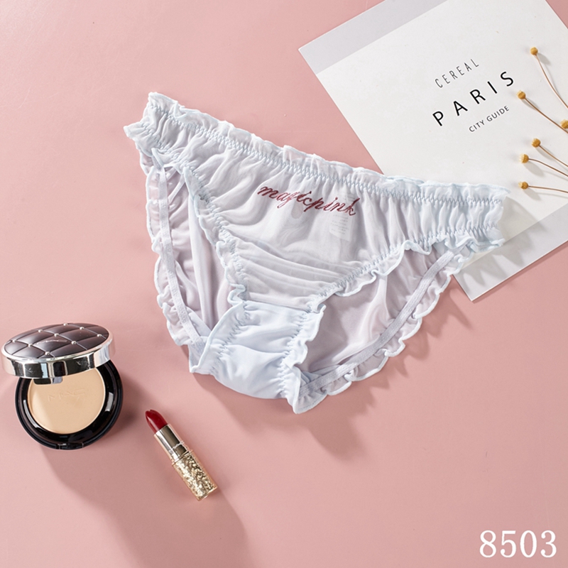 The Mystery of the Magic Box Lace Girl Japanese Sexy Mesh Underwear Pure cotton base Lace fringed letter comfortable breathable thin women's underwear Item Picture