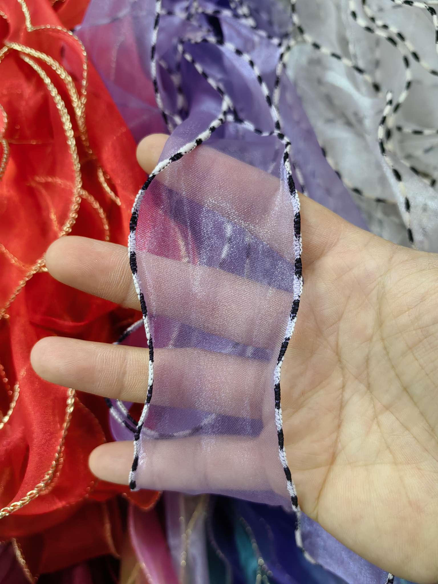 鱼尾纱/拷边/七彩花边白底实物图