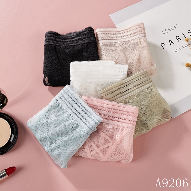 Magic Box Women's Lace Underwear Breathable Mesh Sweet mid-waist Seductive Lace Trim Triangle Underwear details Picture