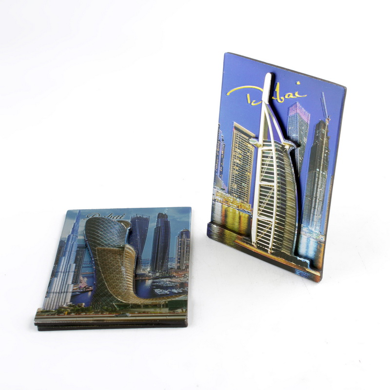 The manufacturer offers wholesale high-end foil paper soft magnetic 3D tourist souvenirs and magnetic fridge magnets for the Burj Al Arab Hotel in Dubai