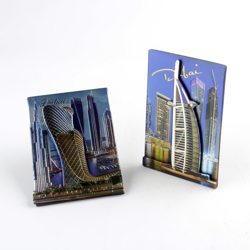 The manufacturer offers wholesale high-end foil paper soft magnetic 3D tourist souvenirs and magnetic fridge magnets for the Burj Al Arab Hotel in Dubai Specification image