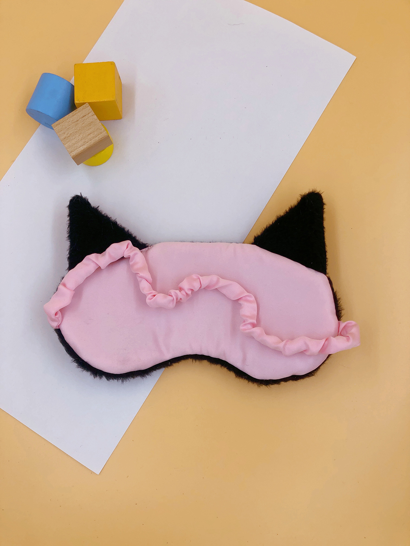 现货护眼罩卡通猫咪黑色眼罩学生睡眠眼罩透气遮光绣花眼罩毛绒眼罩柔软舒适男女通用护眼眼罩可定制厂家定制来稿打样订单生产均可详情图4