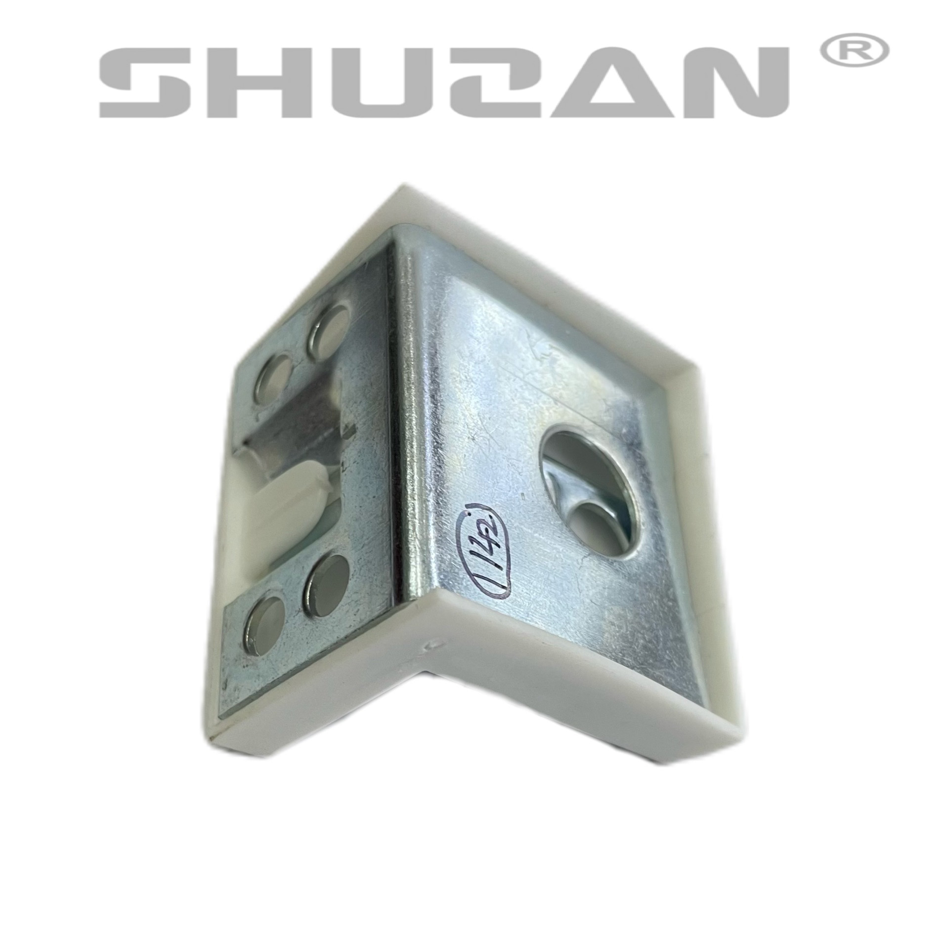 The Shuzan XX brand plastic right-angle hanging code connection parts, hanging codes, iron sheet hanging cabinet corner codes, and hardware accessories are sturdy and durable