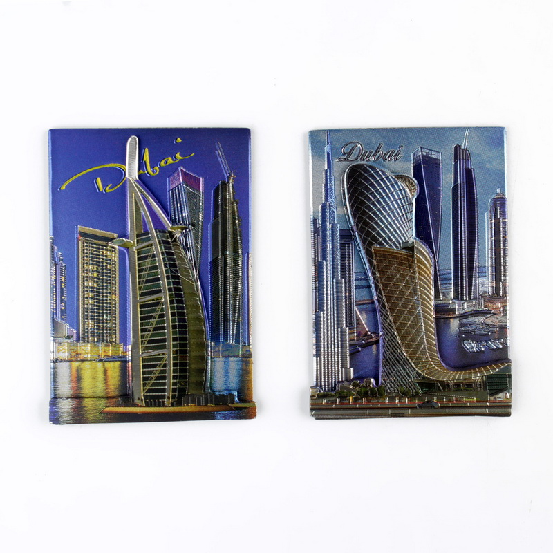 The manufacturer offers wholesale high-end foil paper soft magnetic 3D tourist souvenirs and magnetic fridge magnets for the Burj Al Arab Hotel in Dubai Item Picture