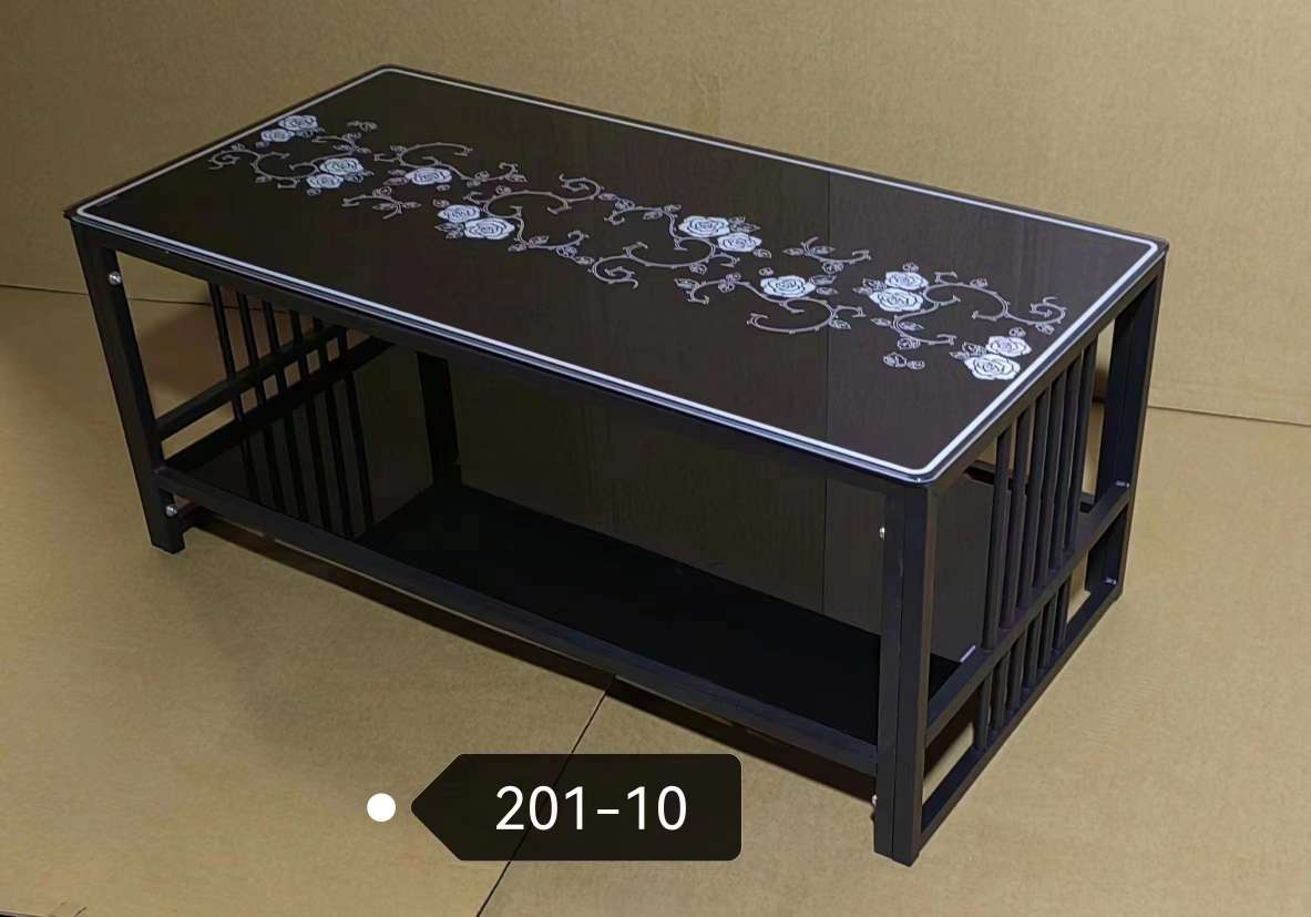 轻奢简约现代钢化玻璃双层长方形茶几客厅家用会客室泡茶台 熊猫款圆桌可移动小茶桌架籐家具