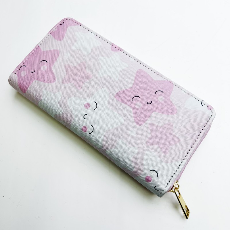 Cross-border exclusive in-stock heart-shaped printed wallets, star short coin purses, ID bags, small item bags, factory Specification image