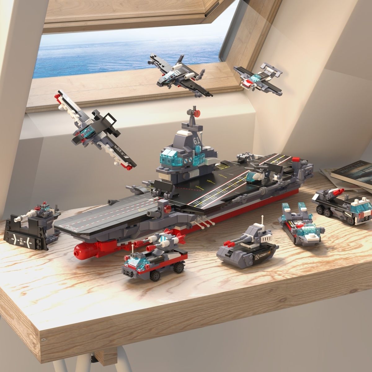 Zhegao 5007 Fujian Warship building block Assembly Small Particle New warship children's educational display model toy detail image 4