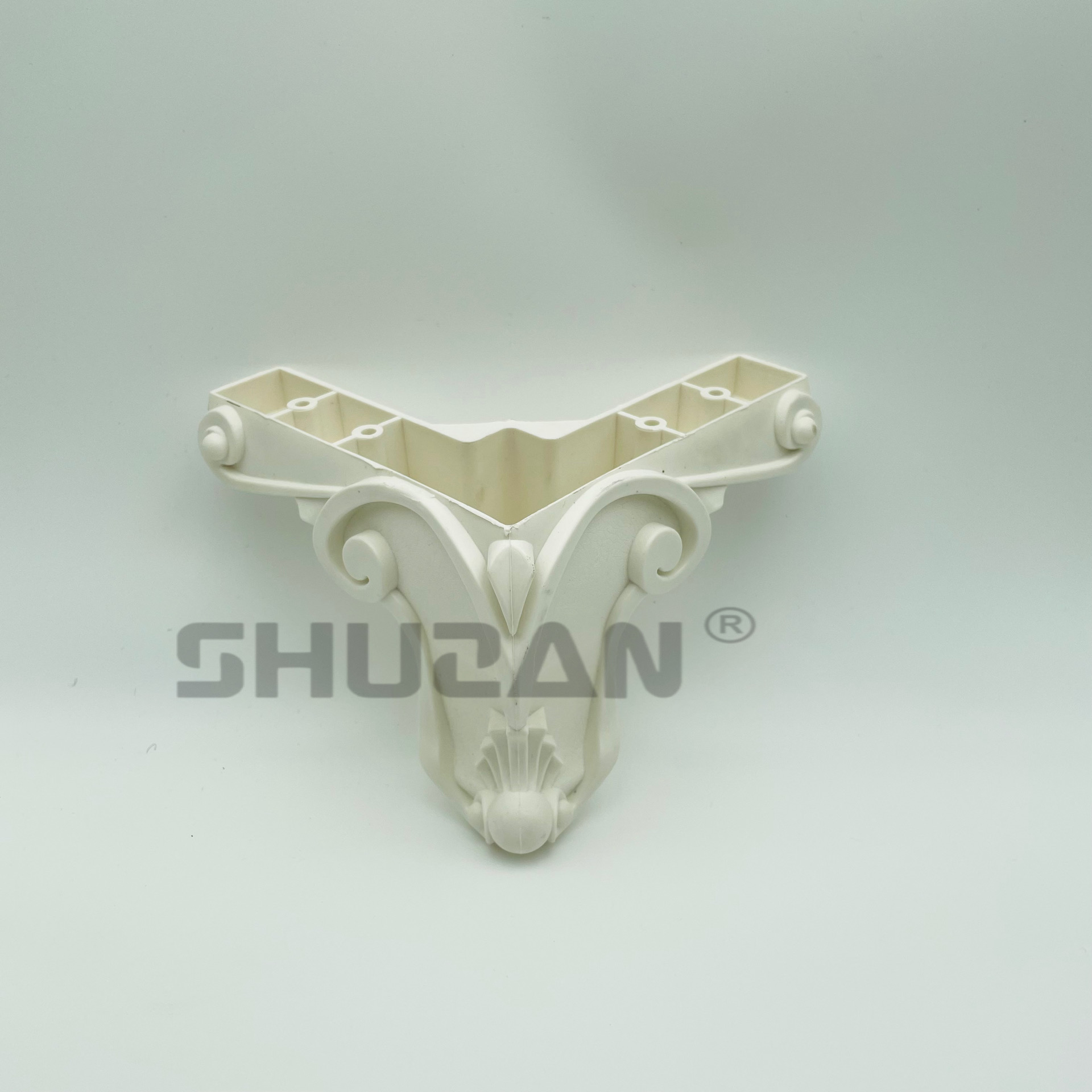 Shuzan high-quality white plastic cabinet foot hardware accessories set, essential for home furniture, stable and durable, Model C300 003