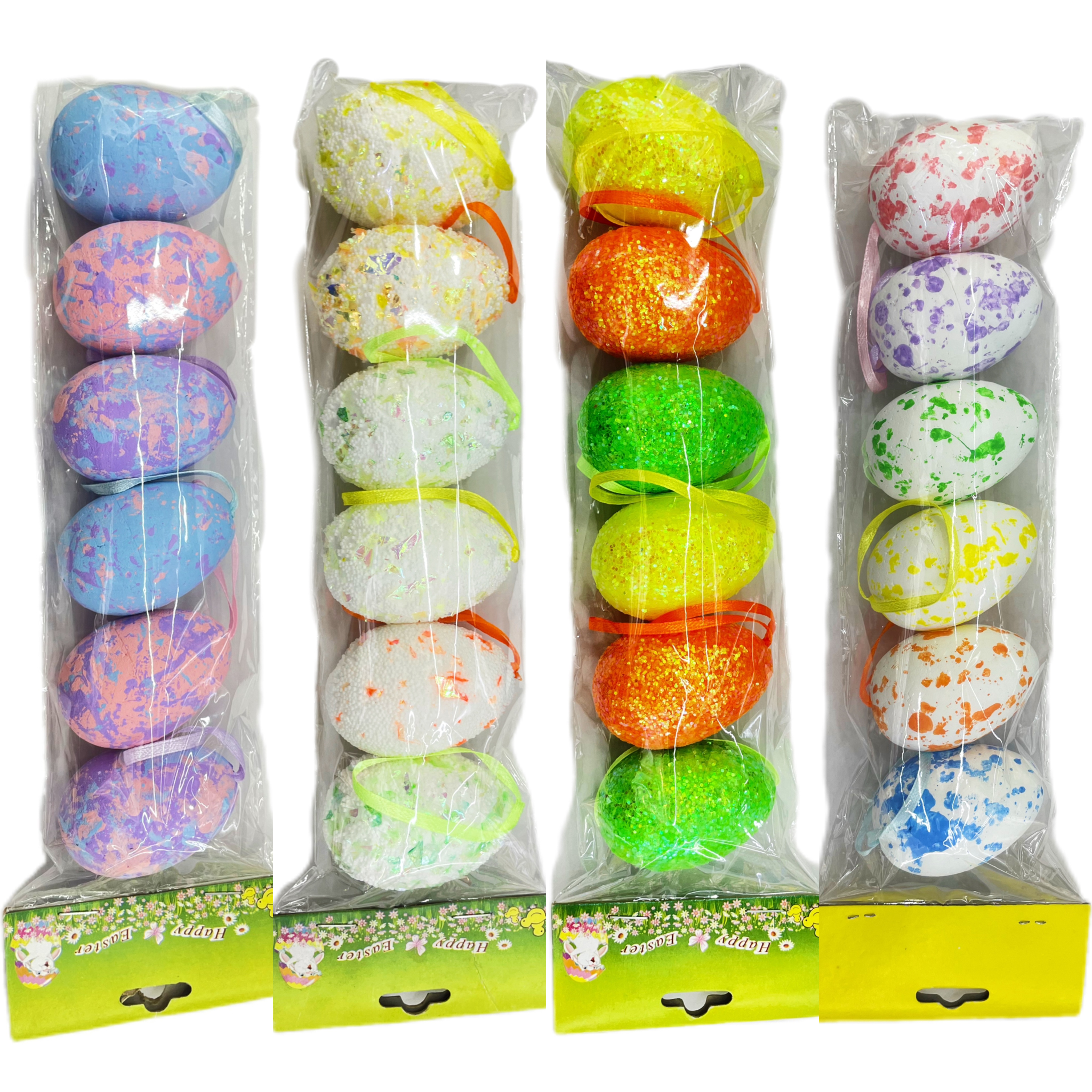 新款复活节彩蛋仿真蛋鸡蛋装饰蛋彩绘蛋泡沫蛋小挂饰