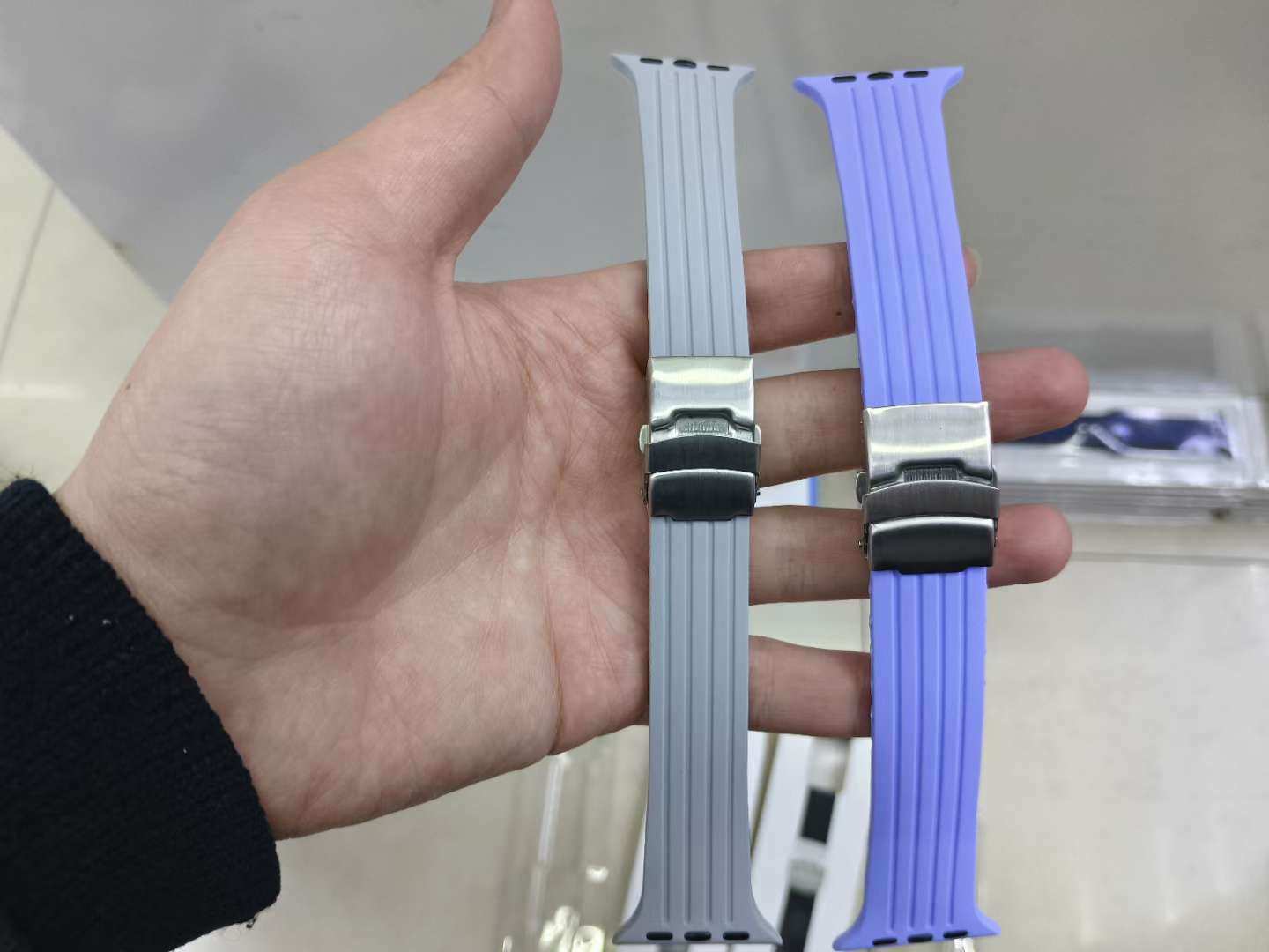 شريط ساعة ساعة مشبك معدني قابل للطي السيليكون detail image 14