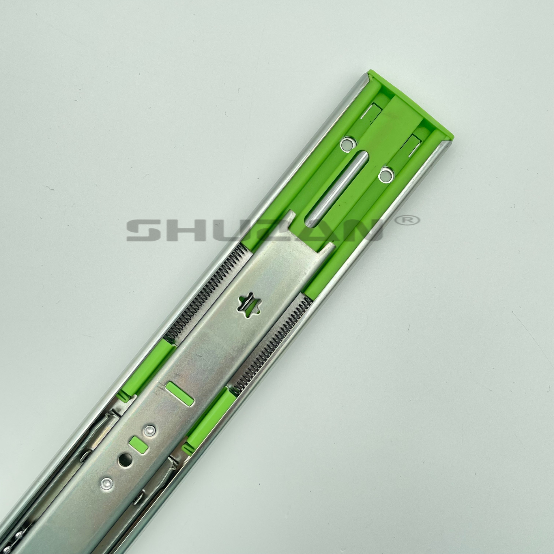 Shuzan XX brand buffer three-fold rail drawer track slide rail hardware accessories Quiet, smooth and durable Model XX303 Other door and window accessories 003 Application Scenario