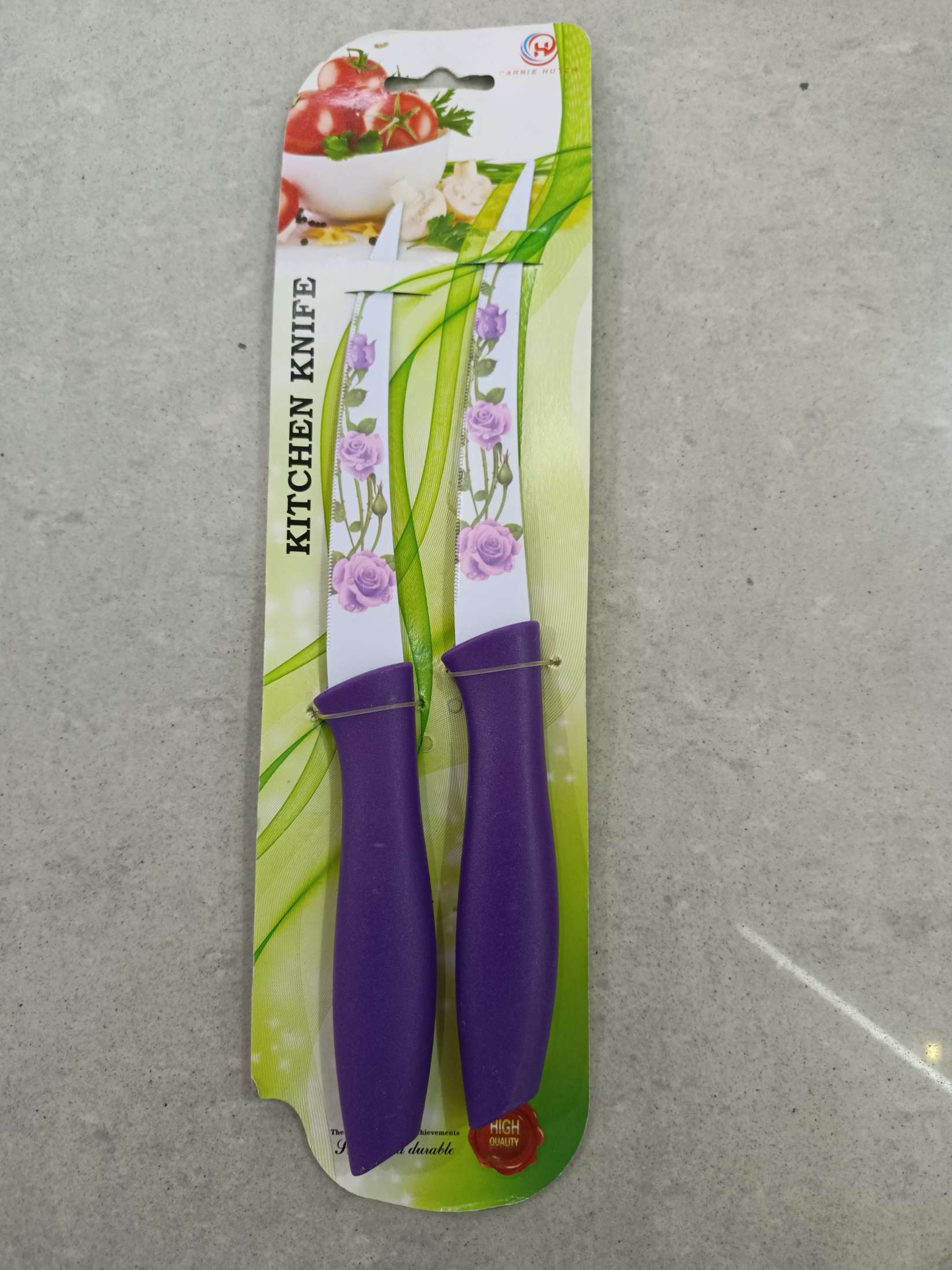 厂家批发 印花牛扒刀 玫瑰印花不锈钢厨刀 刀具糖果色小刀详情图2