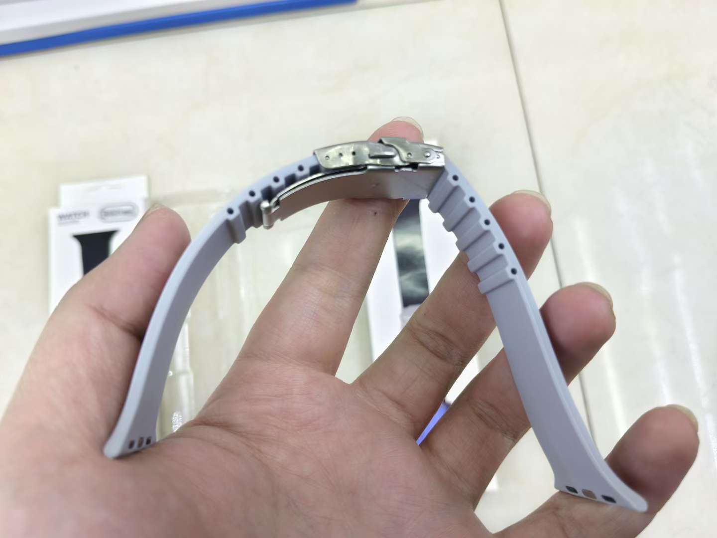 شريط ساعة ساعة مشبك معدني قابل للطي السيليكون detail image 13