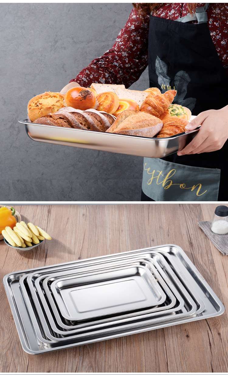 食品级304不锈钢方盘长方形平底冲孔托盘蒸饭盘酒店饭店食堂餐盘 详情图9