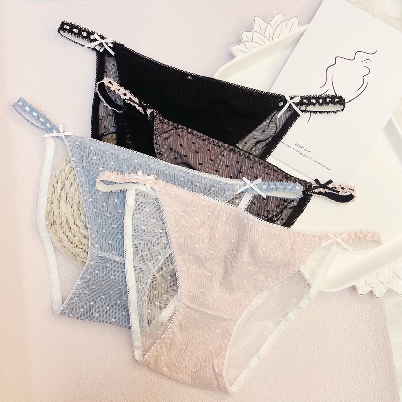 The Mystery of the Magic Box: A Japanese-style sweet and sexy transparent mesh women's mid-low waist ultra-thin and cute triangular thong