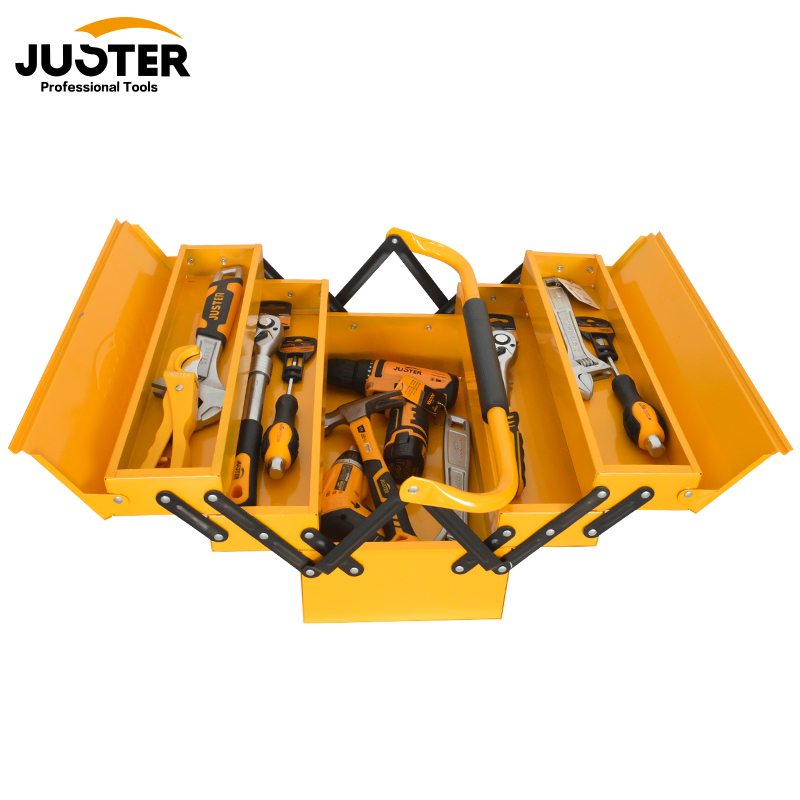 JUSTER铁工具箱420*200*200mm，5托盘便携式双柄工具箱，用于维修车间图