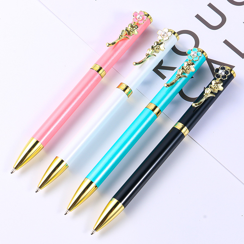 Customized creative flower pen holders, ballpoint pens, rose metal pens, advertising gift pens from the original manufacturer
