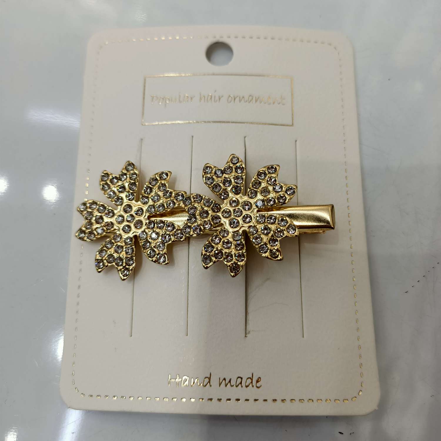 韩版时尚简约大气 新款女生压夹双花352724婷婷饰品