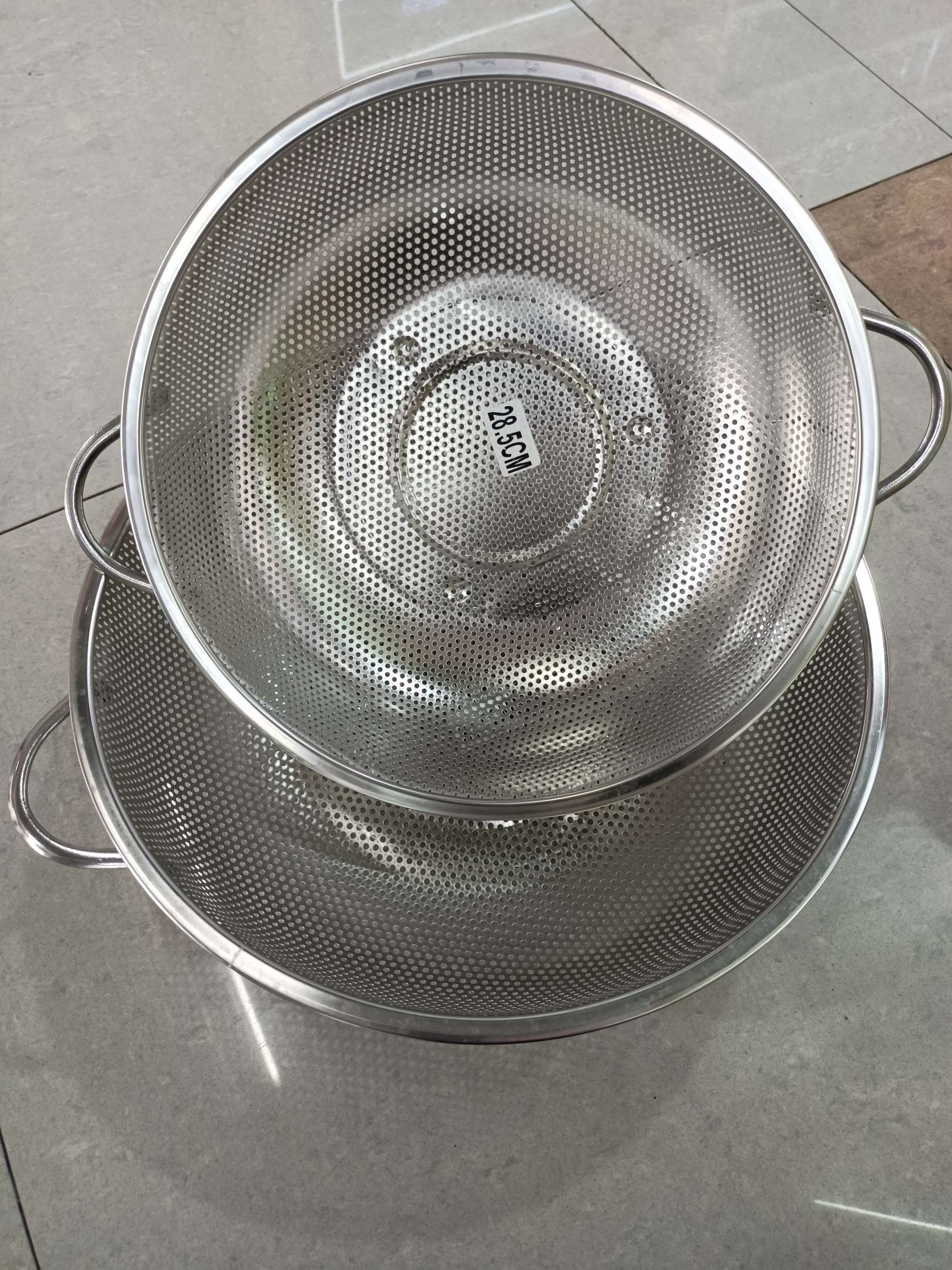 家用细密孔收纳篮不锈钢双耳洗菜篮果篮 不锈钢沥水篮 淘米篮定制详情图3