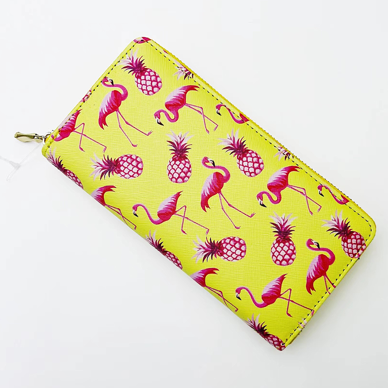 Are there many factories in Yiwu? The popular trends of printing flamingos, student wallets, European and American ID bags, small item bags Specification image
