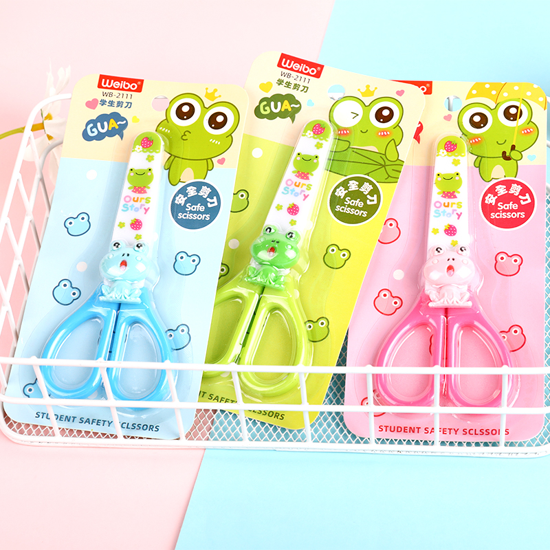 weibo Weibo Cute cartoon Scissors with protective case, student handmade scissors, safe household scissors Specification image