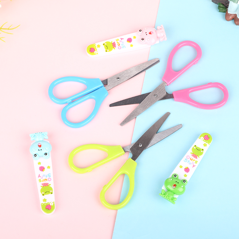weibo Weibo Cute cartoon Scissors with protective case, student handmade scissors, safe household scissors Item Picture