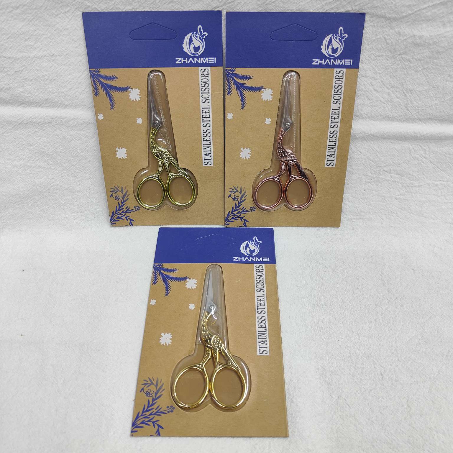 26414仙得丽化妆工具ZM2212-A14#纳米镜面金色小仙鹤剪刀美容工具眉剪修眉工具