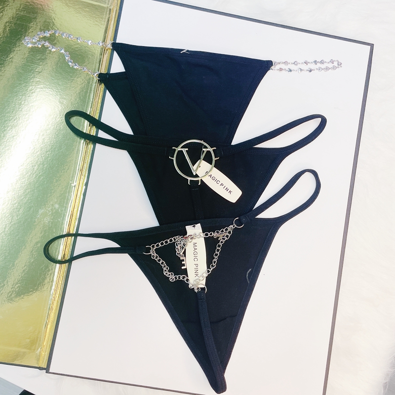 The Mystery of the Magic Box: T pants, thong pants, chain pendant, thin strap, lace, cotton, low-waisted, thin strap with cutout details Picture