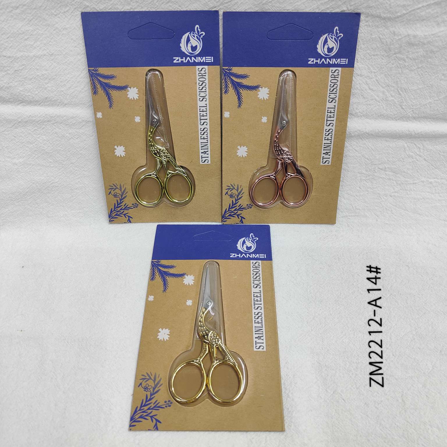 26414仙得丽化妆工具ZM2212-A14#纳米镜面金色小仙鹤剪刀美容工具眉剪修眉工具详情图1