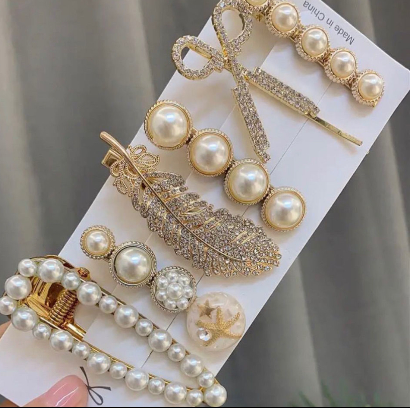 珍珠发夹套装韩国刘海夹头饰少女甜美可爱简约边夹发卡