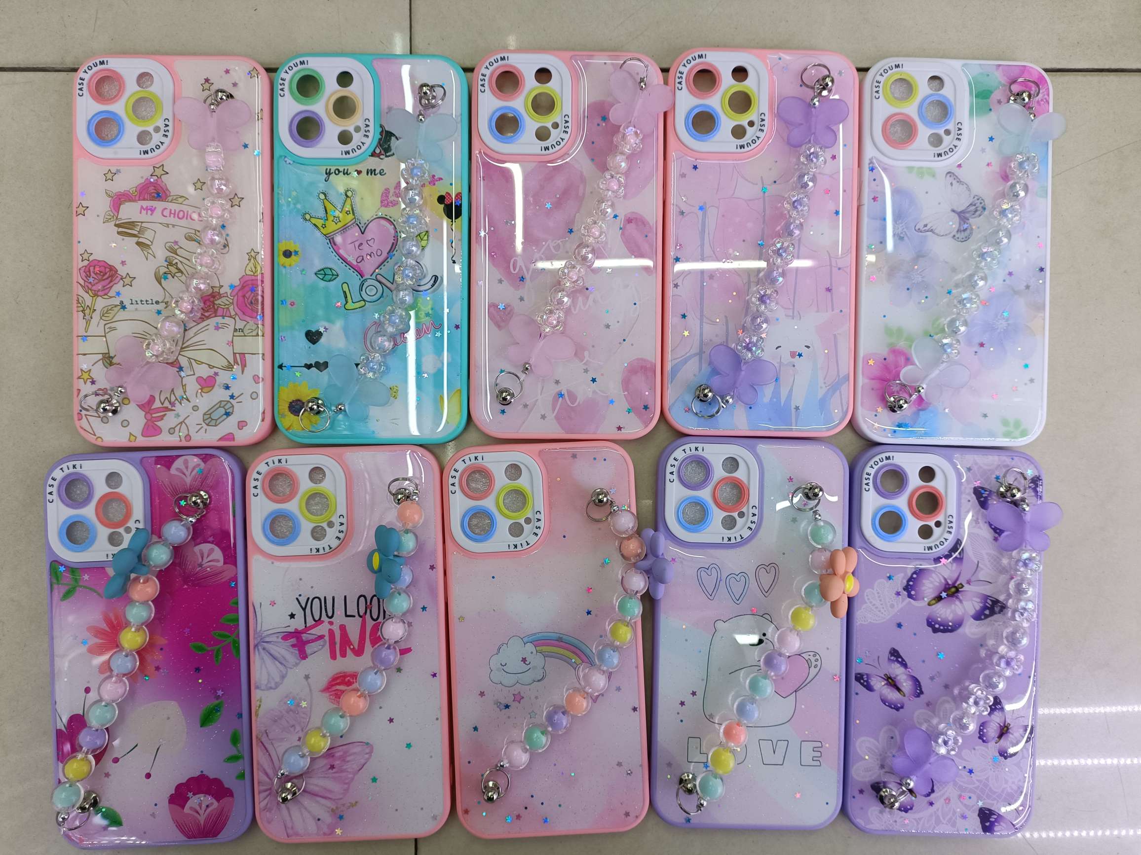 Wrist chain, bead chain, drop offset printing picture two-in-one phone case