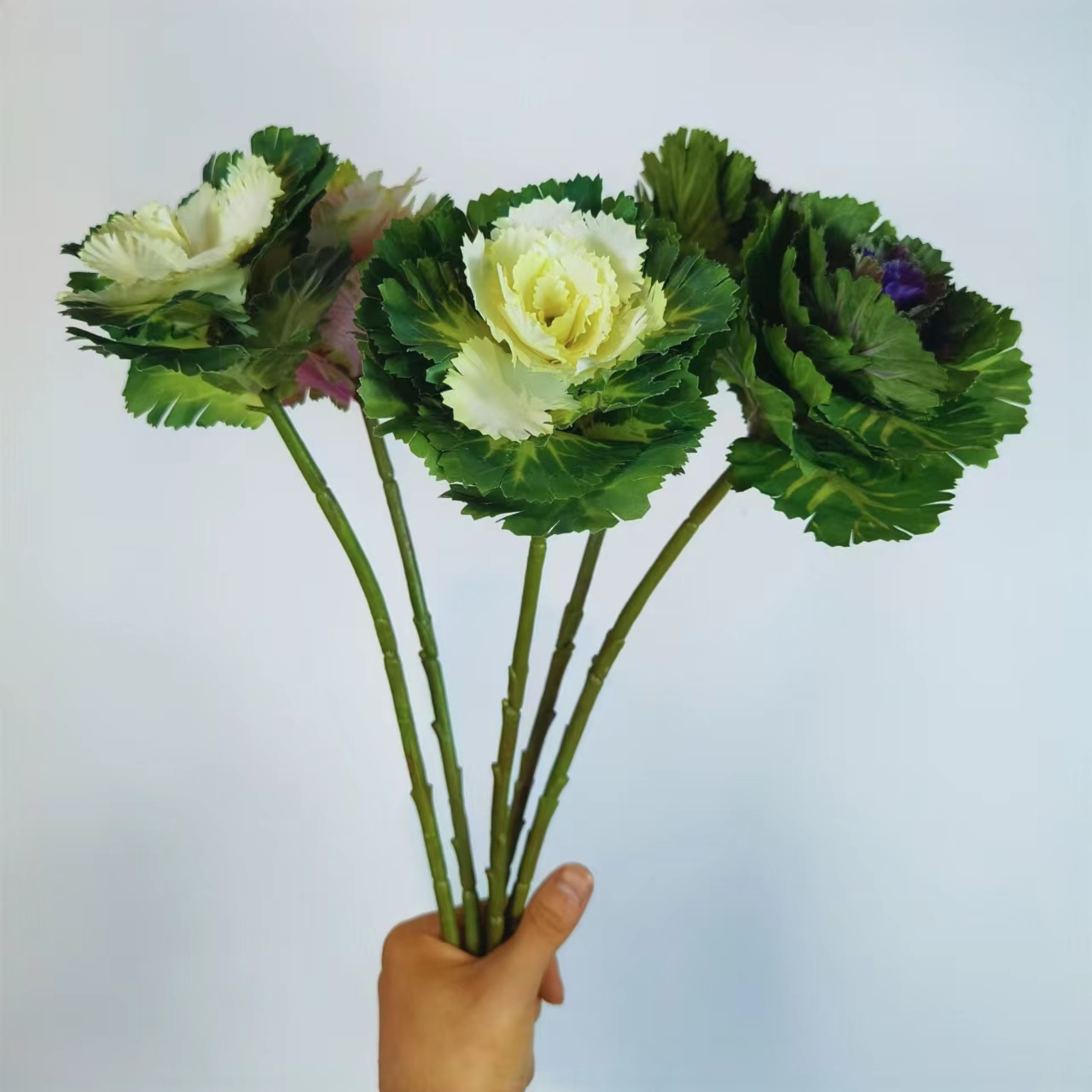 万意新款白色高丽菜绢布高端春款喜庆花家居软装设计花艺落地花装饰婚礼会场布置